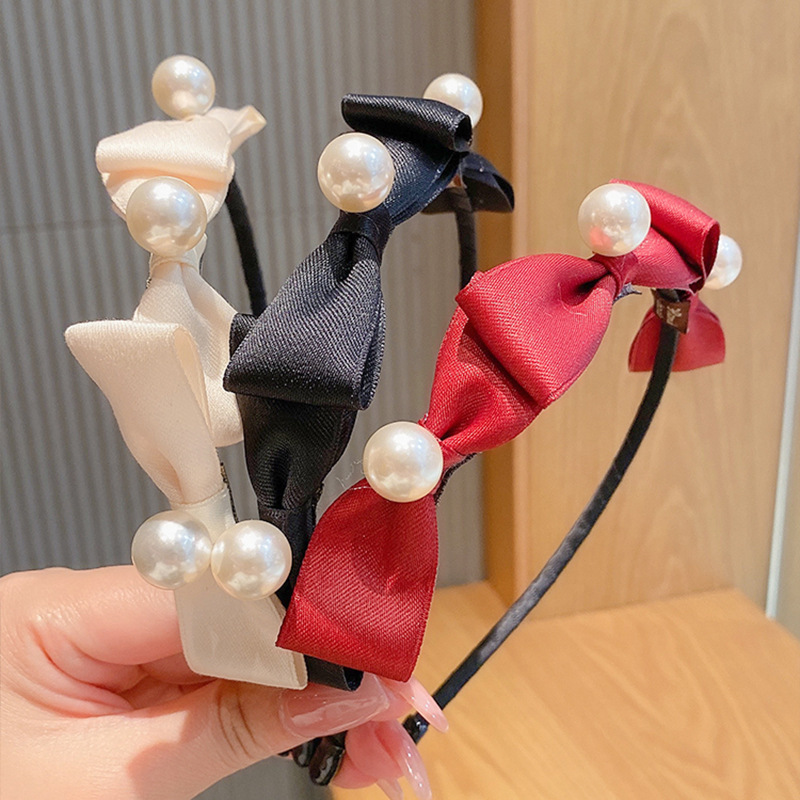 Băng Đô Đính Nơ Vải Satin Phong Cách Hàn Quốc