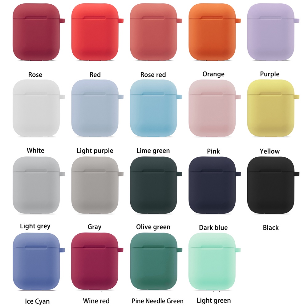 Vỏ bảo vệ hộp sạc tai nghe thích hợp cho Airpods 1 2 bằng silicon dày chống sốc kèm móc inPods 12 i11 i12 i9 i9s
