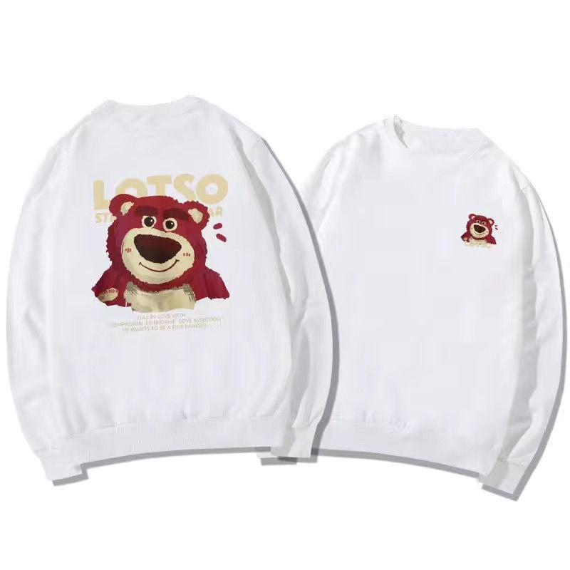 Áo Sweater Mỏng Tay Dài In Họa Tiết Dâu Tây Và Gấu Dễ Thương Thời Trang Xuân Thu Mới Cho Nữ