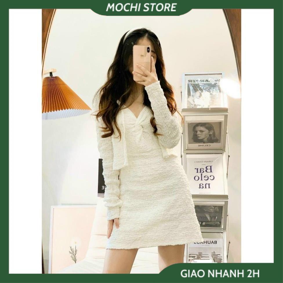Set Váy Nữ, Set 2 Món Đầm 2 Dây Xoắn Ngực Kèm Áo Khoát Cadigan Chất Thun Xốp Cao Cấp Thời Trang Cho Bạn Nữ, Gợi Cảm Quyế | BigBuy360 - bigbuy360.vn