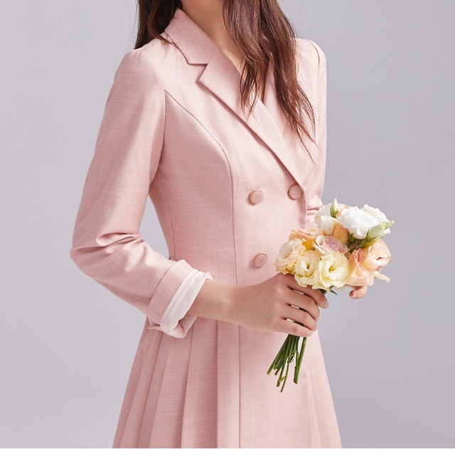 Kelly Dres - Váy cổ vest xếp ly Mew Store