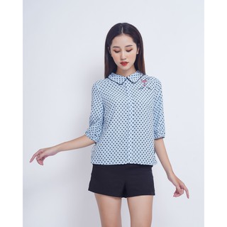 Áo sơ mi chấm bi cổ sen IFU 00-2883