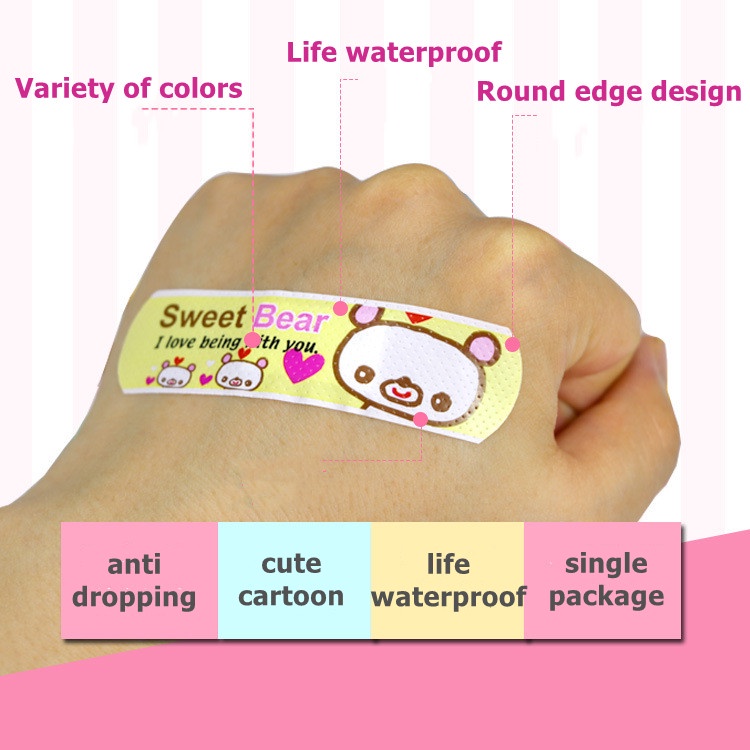 Hộp 120 miếng băng dán cá nhân SABUY chống nước họa tiết hoạt hình dễ thương cho trẻ em