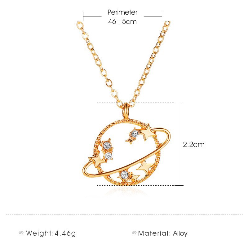 Dây chuyền mặt hình hành tinh đính đá Zircon phong cách Hàn Quốc