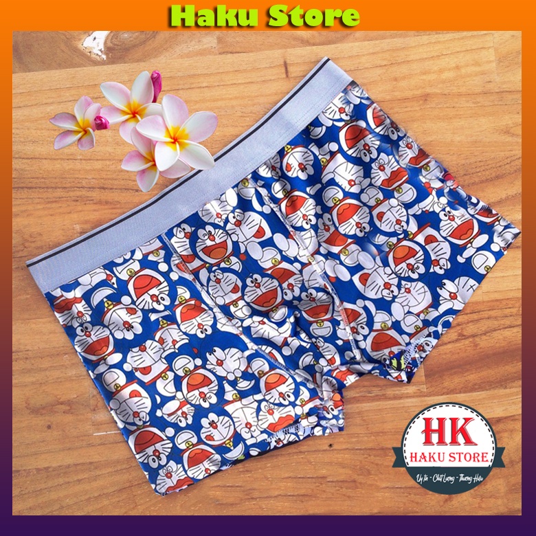 Quần lót nam hoạt hình thun lạnh thoáng mát chất co dãn , Quần quần sịp nam doraemon in hình Cute đáng yêu