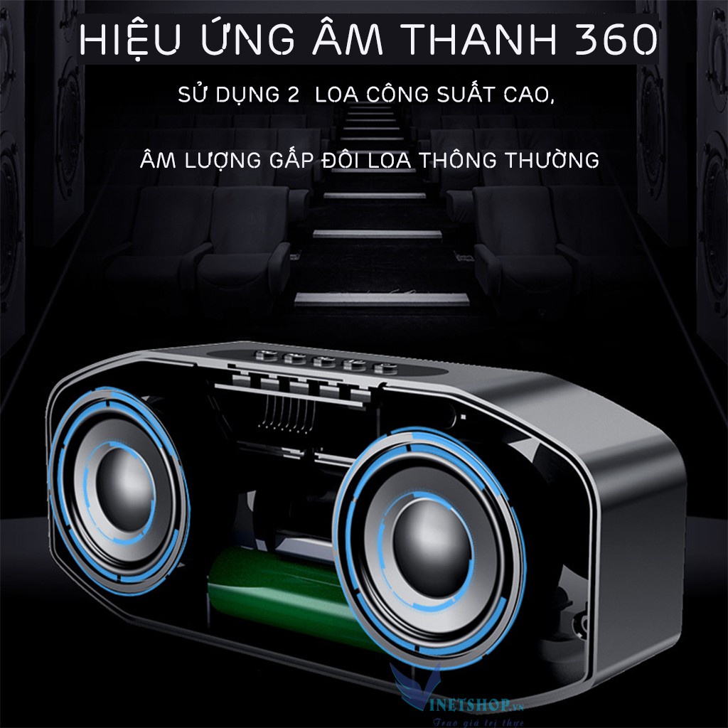 Loa Bluetooth cầm tay Manovo M5/Manovo M4 âm thanh siêu trầm tích hợp loa kép✔màn hình led ✔FM radio dung lượng pin 2500 | BigBuy360 - bigbuy360.vn