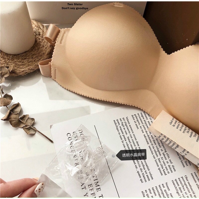 Áo ngực không dây nâng ngực chống trượt- Bobu Shop - Đệm mút khá dày 2-3 cm, đẩy ngực, tạo khe - hàng đúc free SZ