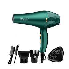 Máy sấy tóc mặt nhám, máy sấy tóc Deliya-2300 màu xanh rêu 2 chiều nóng lạnh + Tặng kèm 5 phụ kiện