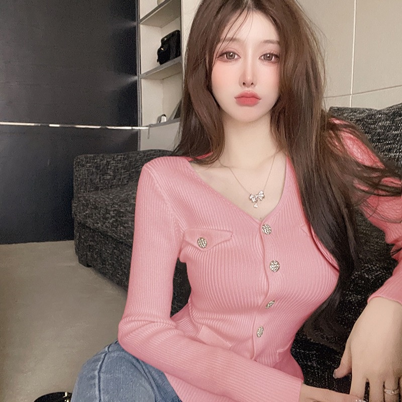 Áo cardigan ZHELIHANGFEI dệt kim tay dài cổ chữ V thời trang cho nữ