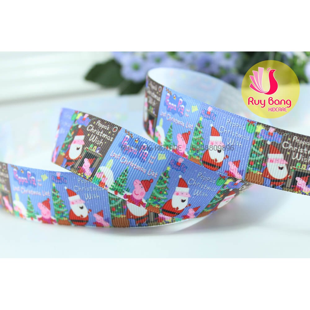 Ruy băng hình noel sz 25mm dây ruy băng làm nơ kẹp tóc, nơ quà tặng