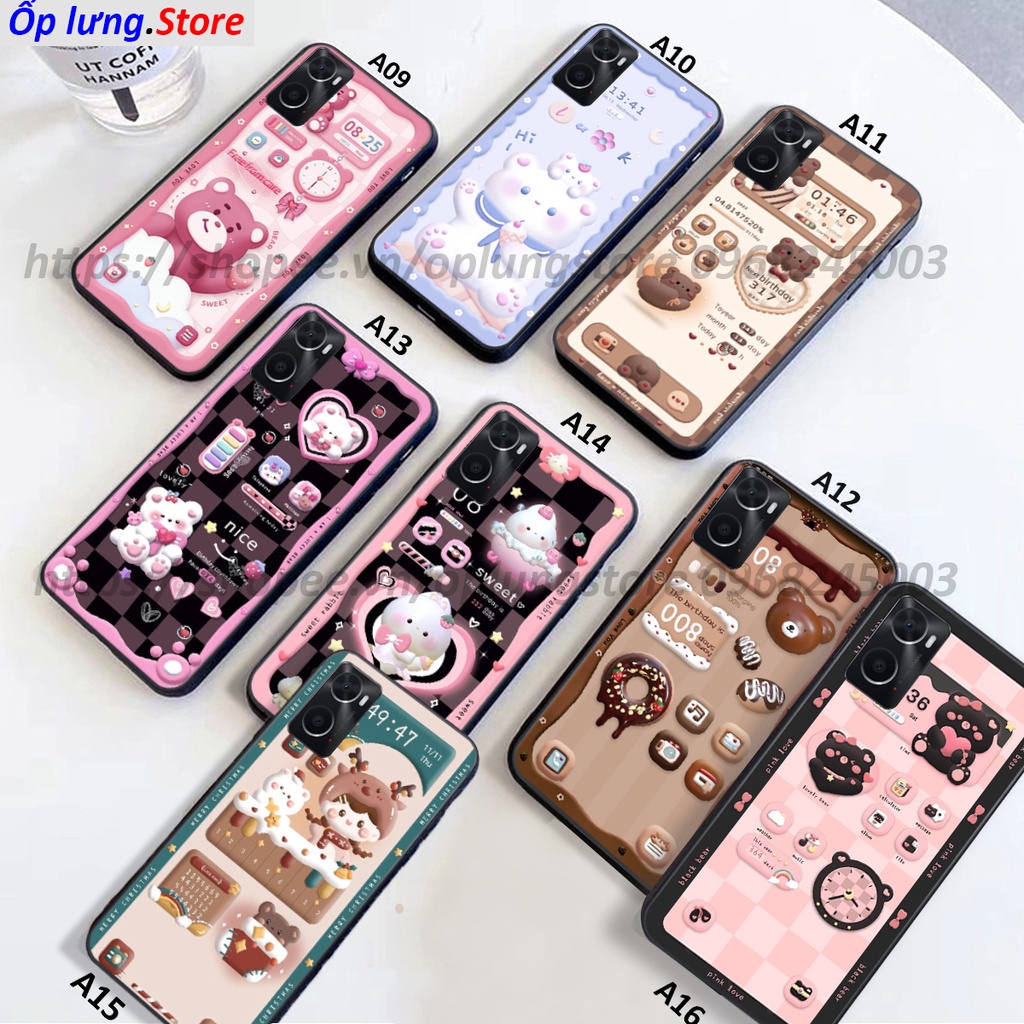 Ốp Oppo A36 / A76 / A96 4G / A96 5G bộ hình 3D gấu,thỏ cute dễ thương
