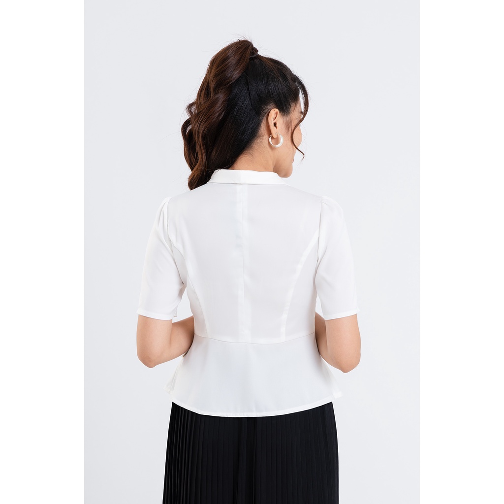 Áo Kiểu LAMER Xếp Ly Eo Hoa Cài L61H22H073