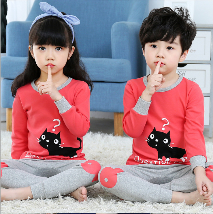 Children's pajamas, cotton clothes, cartoon boys and girls home clothes