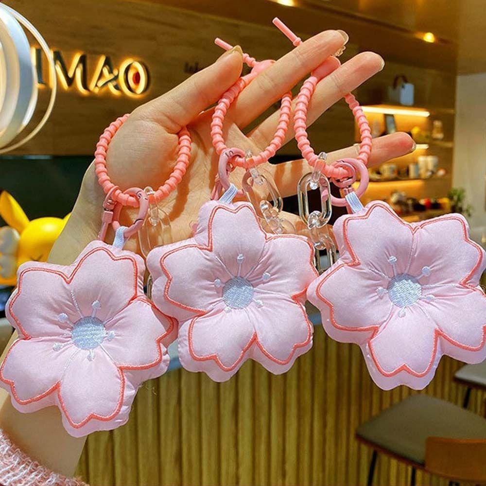 Móc Khóa Hoa Anh Đào Vải Ba Bánh Thủ Công Dễ Thương Thời Trang Dành Cho Bạn Gái
