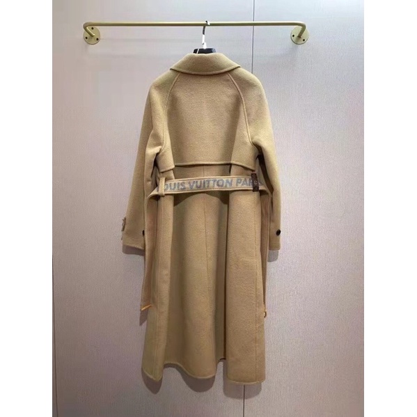 Áo khoác dạ dáng dài mẫu mới 2021 phối đai thắt eo thương hiệu Louis Vuitton LV cao cấp