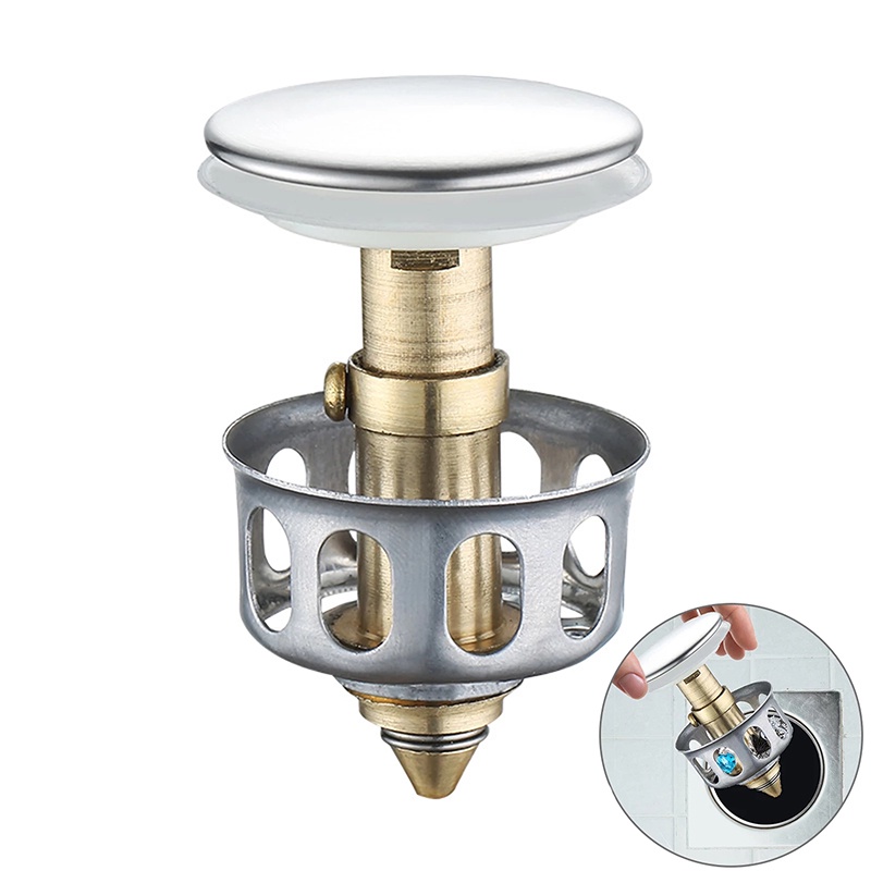 1 Nút Chặn Lọc Rác Thông Dụng Dạng Đẩy Lên Cho Bồn Rửa Nhà Tắm