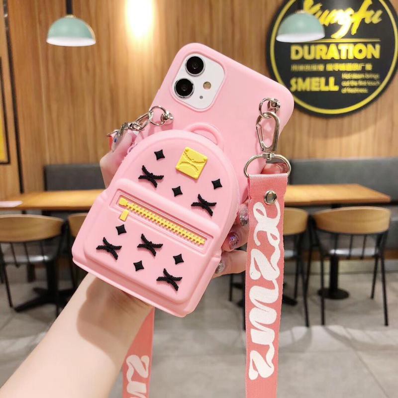 Samsung S9 S9PLUS S10 S10PLUS S7edge S21Ultra S21+ A12 A42 5G A6 A8 A6Plus A6+ A02S A01Core A21S zero wallet mobile phone protection cover fashionable silicone Backpack Sling mobile phone case three-dimensional small backpack mobile phone soft shell