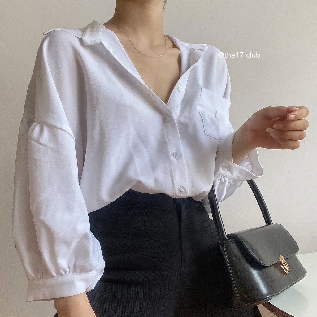 [Có sẵn] BASIC SHIRT (The17.club) - Áo sơ mi tay bồng (ảnh shop tự thực hiện) | BigBuy360 - bigbuy360.vn