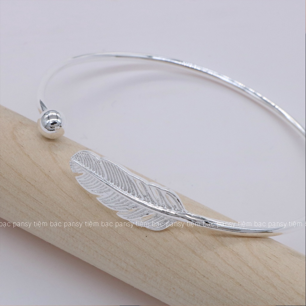 Vòng tay bạc nữ lông vũ - Vòng lắc bạc PANSY thời trang, nữ tính