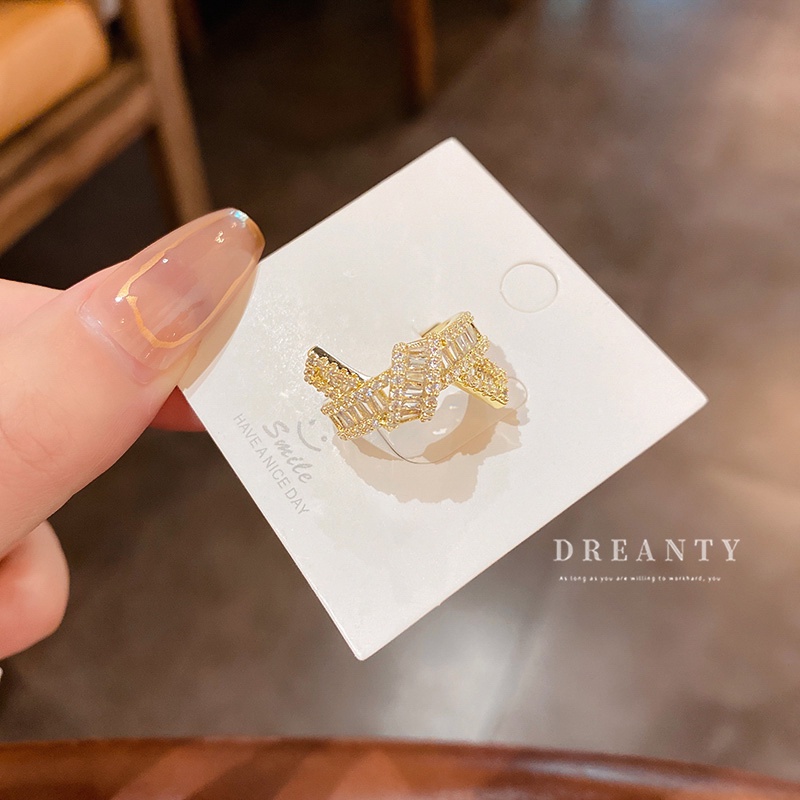 Nhẫn Hở Mạ Vàng Đính Đá Zircon Kiểu Dáng Ngọt Ngào