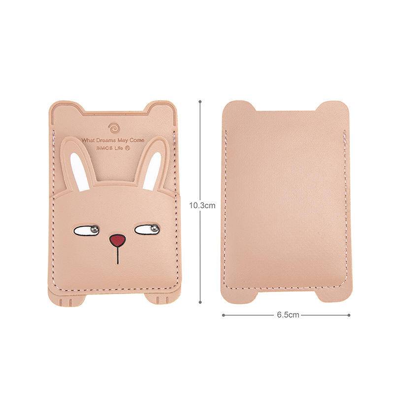 Túi Đựng Thẻ Bằng PU Họa Tiết Gấu Trúc / Thỏ / Mèo / Ếch Hoạt Hình Sáng Tạo Cho Điện Thoại