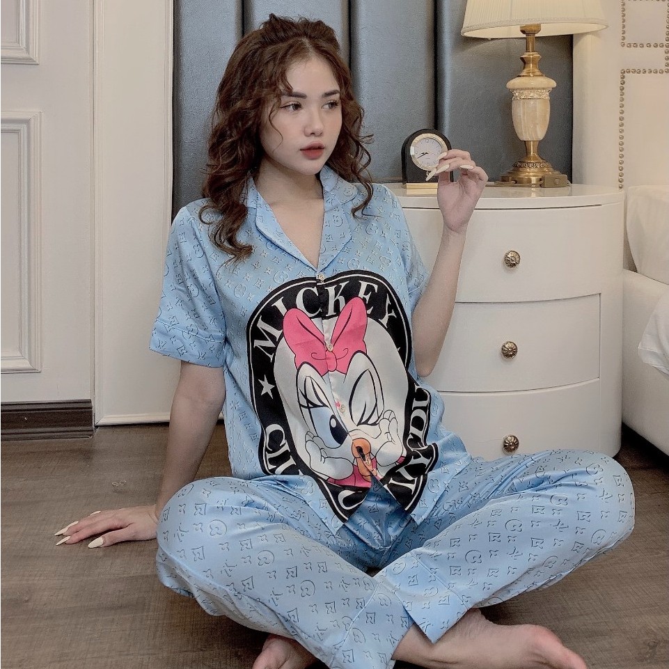 Đồ bộ nữ Vic's lụa Latin cao cấp, đồ ngủ hoạ tiết mặc nhà sang trọng L220 thời trang nữ pijama | BigBuy360 - bigbuy360.vn