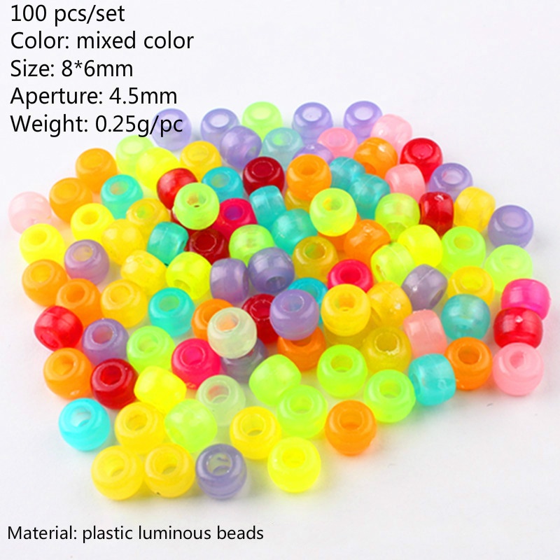 Set 100 Hạt Nhựa Acrylic Trong Suốt Nhiều Màu Sắc Tết Tóc Dreadlock