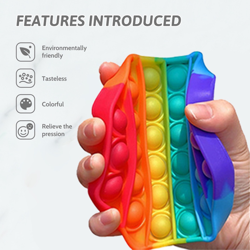 JUJIAJIA Decompression  Kids Educational Push Pop Bubble Silicone Plate 3D Bubble Fidget Sensory Game Rainbow Toy