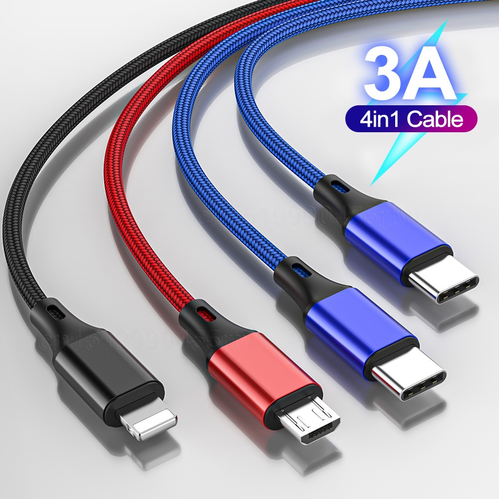 Dây cáp sạc 4 trong 1 USB Type C/ phụ kiện buộc cáp GUUGEI thích hợp cho điện thoại máy tính bảng