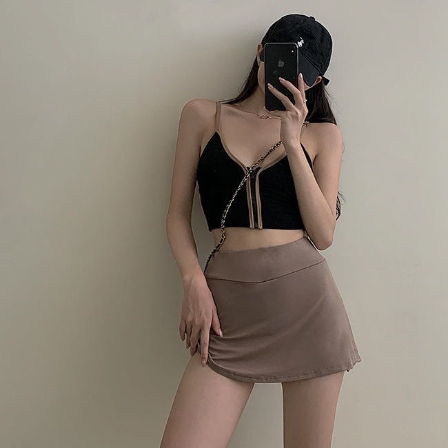 Chân váy COZOKC dáng chữ A lưng cao màu trơn thiết kế dáng ôm thời trang cho nữ