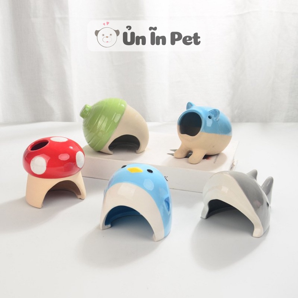 Nhà ngủ sứ hamster QUẢ SỒI XANH siêu mát, dễ thương