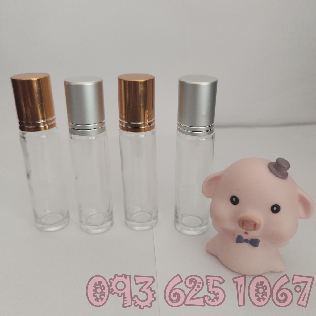 ⚡GÌ CŨNG RẺ ⚡ Vỏ chai bi lăn thủy tinh 10ml thân mờ, xoắn nắp vàng, bạc chiết dầu dừa, dầu gấc, mỹ phẩm...- Lọ bi lăn