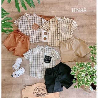 Bộ áo sơ mi kẻ quần linen