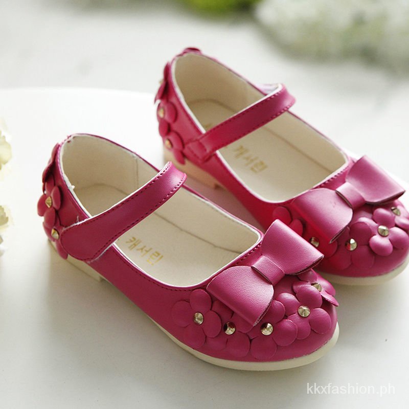 Kkx Giày Búp Bê Công Chúa Bằng Da Đính Nơ Cho Bé Gái