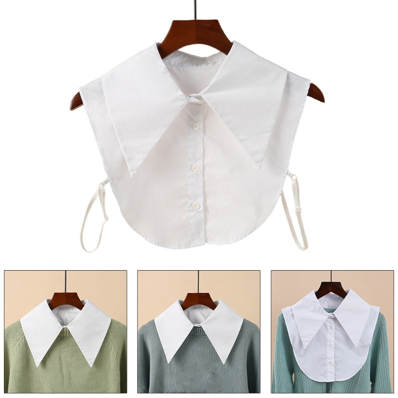 Xiangbao Áo Sơ Mi Trắng Nửa Cổ Áo Rời Được Phong Cách Preppy Cho Nữ