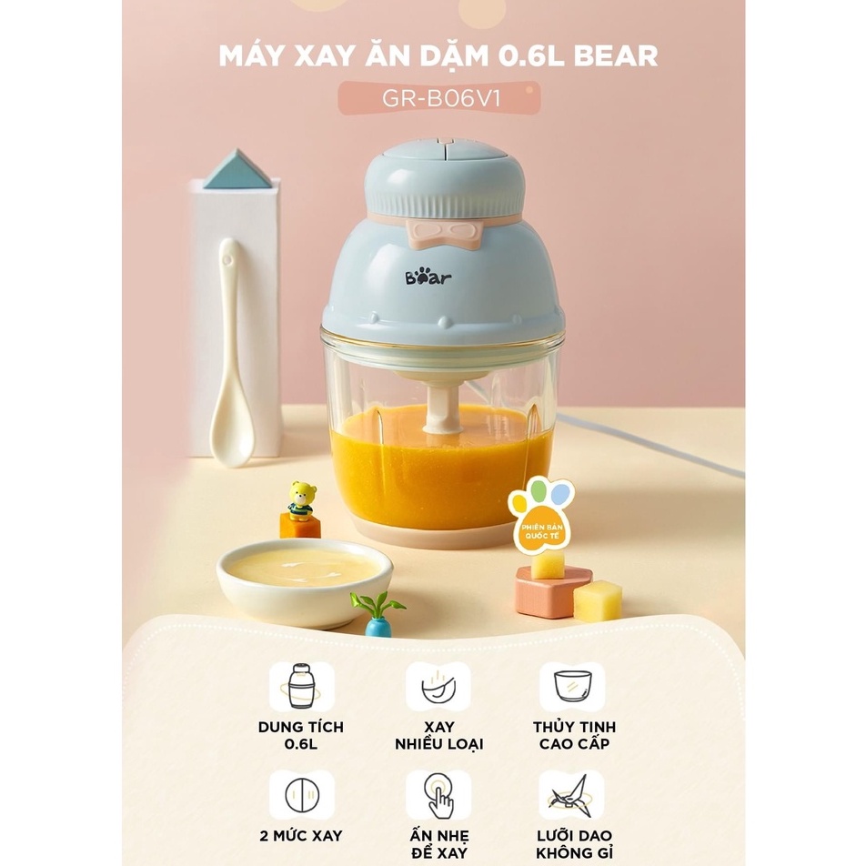 Máy xay Bear 0.6L MINI CỐI THỦY TINH BẢN QUỐC TẾ CHÍNH HÃNG