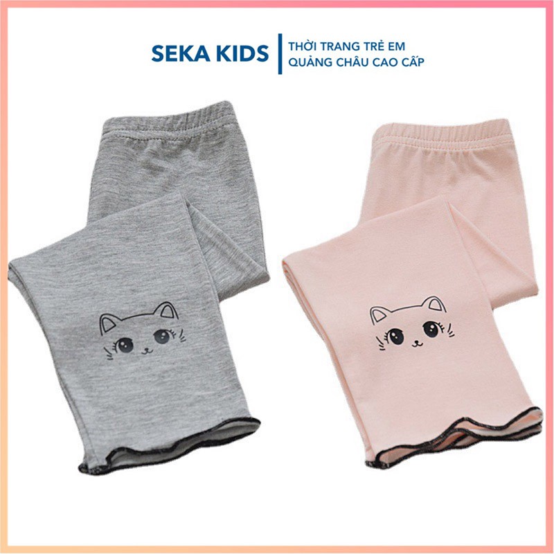 Quần legging lửng bé gái dáng đùi ngố cotton thun lạnh mềm co giãn hình mèo dễ thương cho trẻ em SEKA 2105.12 CS41