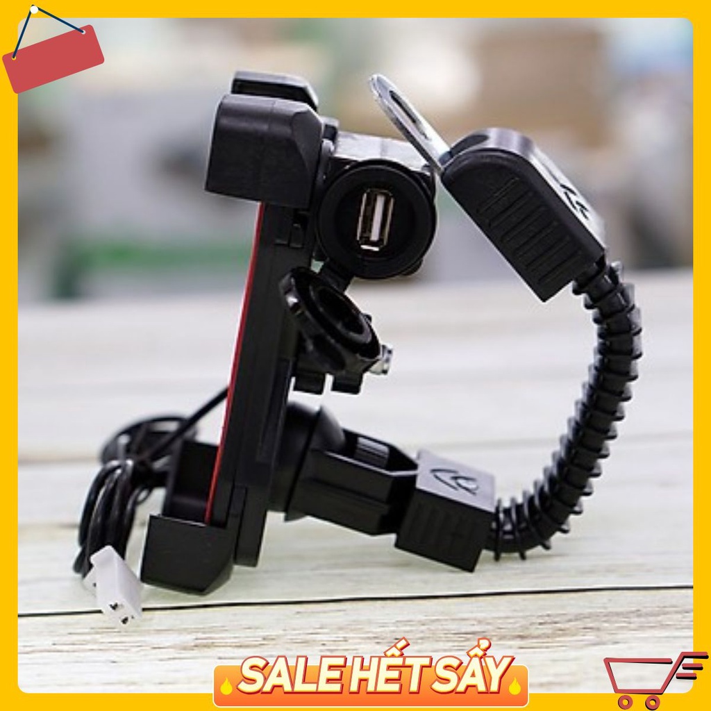 Giá đỡ điện thoại kèm cổng sạc usb trên xe máy hàng cao cấp chất lượng