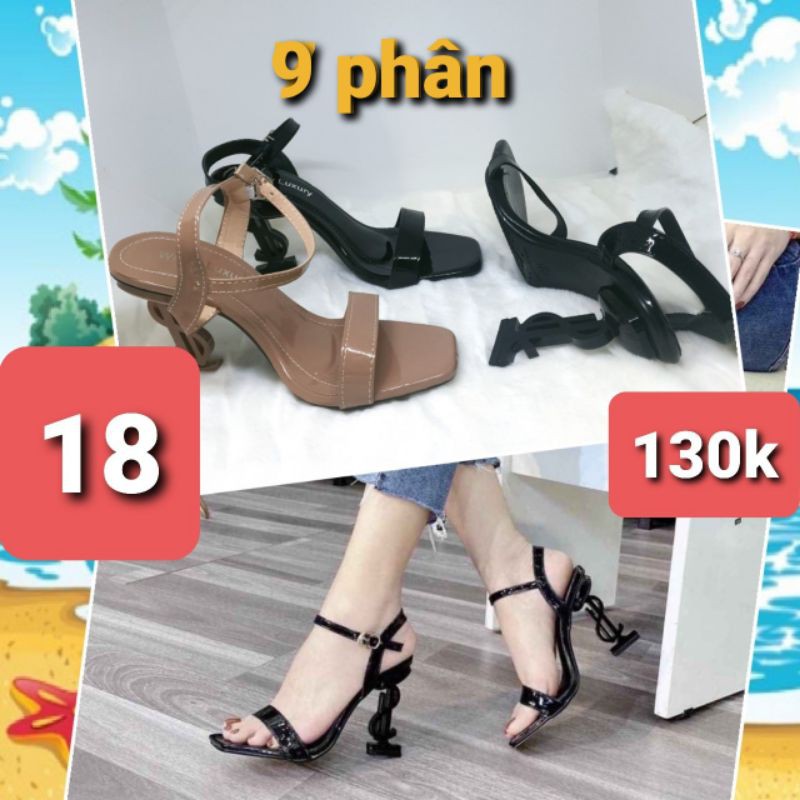 Giày Cao Gót Sandal Quai Hậu Nữ 9 Phân Đế LS - MS 018