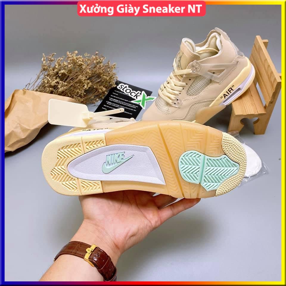 Giày air Jordan 4 màu kem Full box, Giày thể thao JD4 nam nữ siêu hot Fullboxbill+ tặng dây