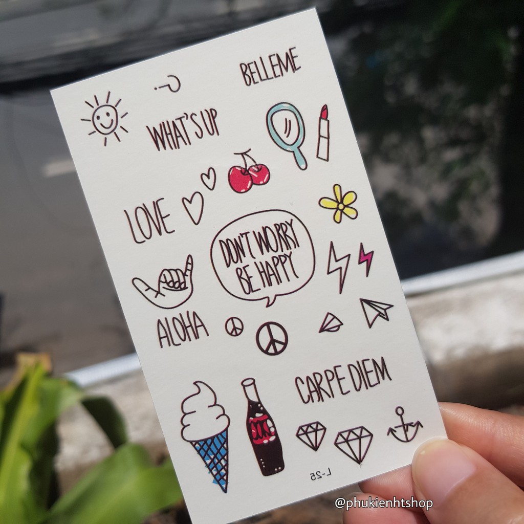 Hình xăm tatoo mini nhiều hình nhỏ L25.Xăm dán tatoo mini tạm thời, size &lt;10x6cm