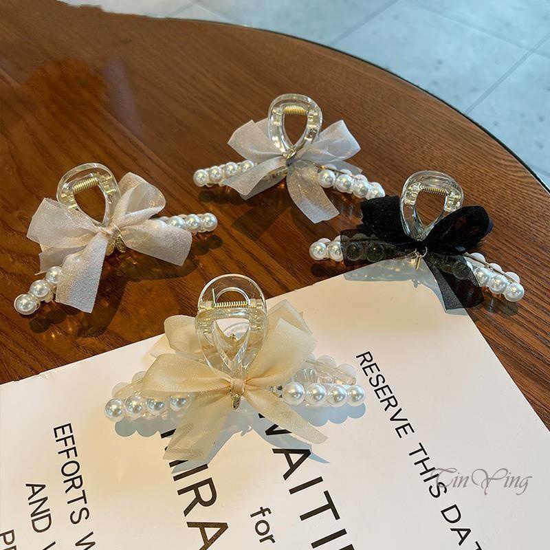 GETNOIVAS Kẹp tóc càng cua 11.1cm bằng acrylic dày đính nơ duyên dáng cho nữ