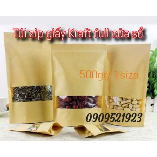 500gr túi zipper giấy kraft có cửa sổ
