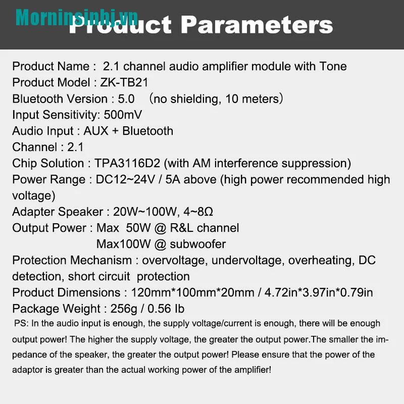 CHANNEL Bảng Mạch Khuếch Đại Âm Thanh Tpa3116D2 Bluetooth 2x50w + 100w 2.1