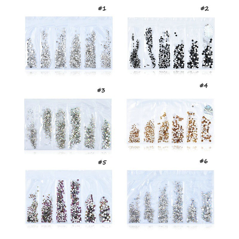 Set 1440 Hạt Kim Cương Giả Nhiều Kích Thước Đính Móng Nghệ Thuật