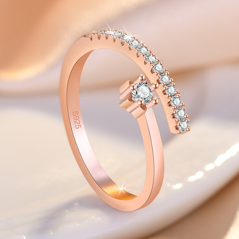 Silver Plated Jewelry Ring 925 Star Shape Zircon