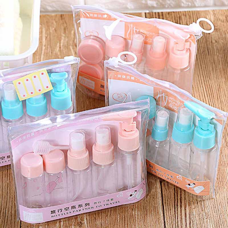 Bộ lọ chiết mỹ phẩm du lịch set 6 lọ có túi zip và sticker dán