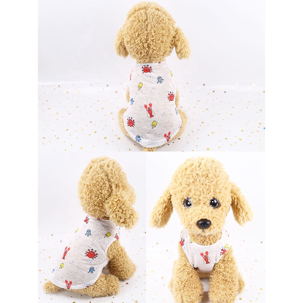 Áo Không Tay In Họa Tiết Hoạt Hình Vải Cotton Thoáng Khí Cho Thú Cưng