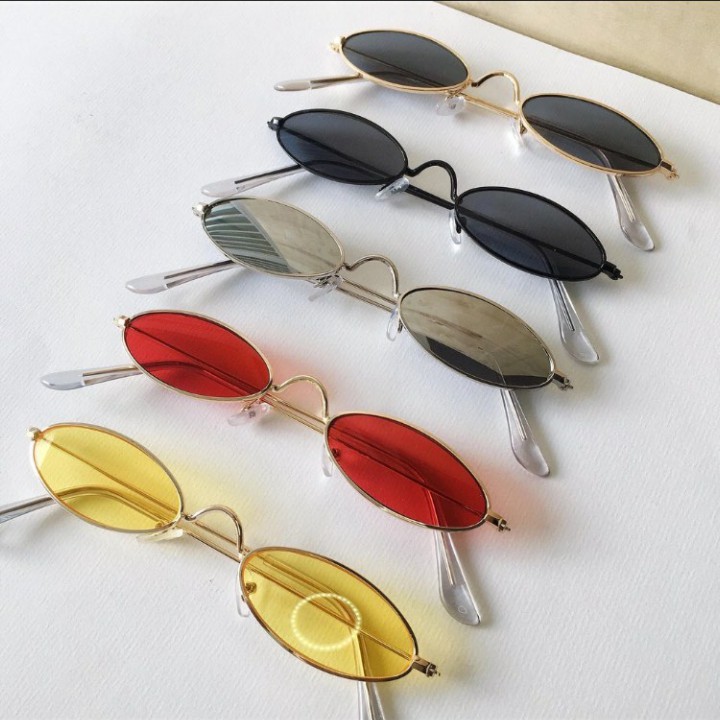 Kính Râm Tí Hin Oval Nhỏ Gọng Kim Loại Mảnh Unisex, Kính Mắt Hàn Quốc Nam Nữ FERADO (tặng kèm hộp đựng kính)