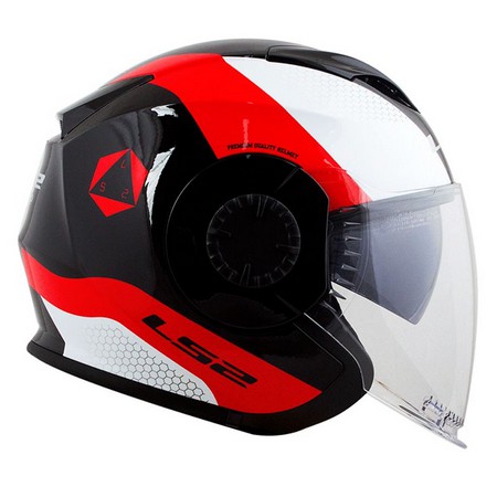 MŨ BẢO HIỂM 3/4 LS2 OF570 VERSO TECHNIK BLACK WHITE RED